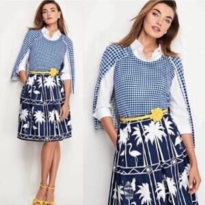 TALBOTS Women’s Pleated Flamingo Skirt Navy Sz 6P Business Classic Travel